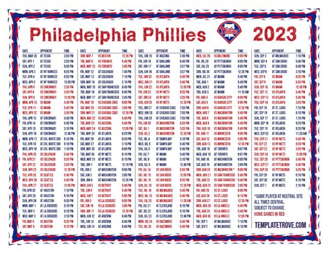 Philadelphia Phillies Central Time TV Schedule .